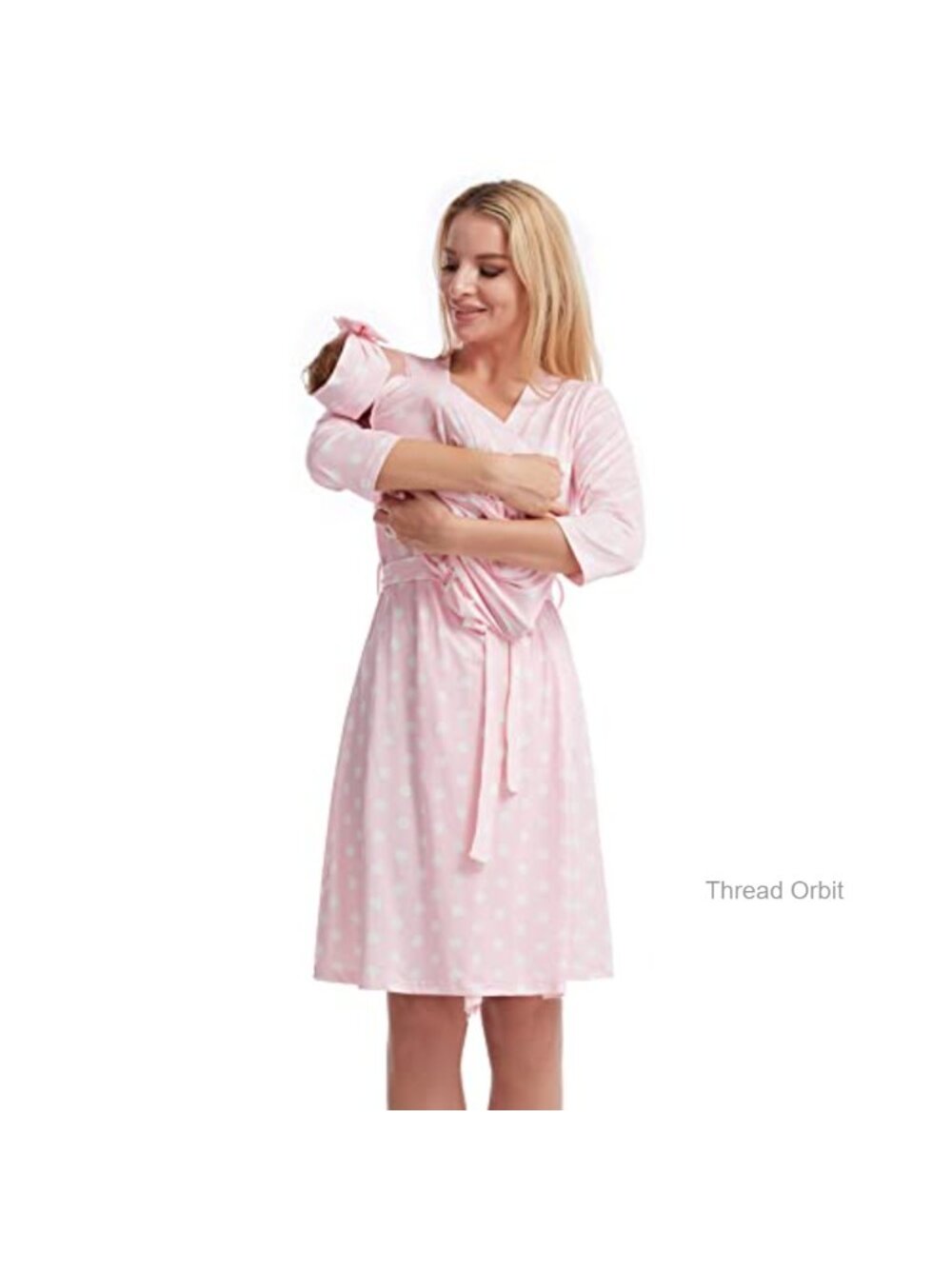 Maternity Robe & Swaddle Set w/ Headband Stretchy Floral